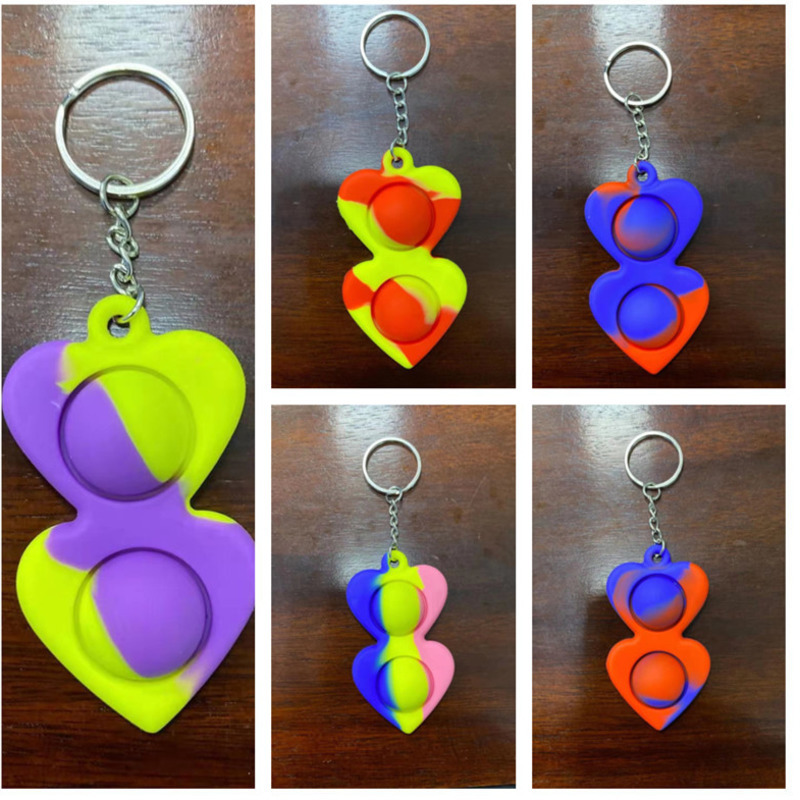 

Simple Dimple Keychain Fidget Sensory Push Pop Bubble Toy Pendants Squeeze Silicone Bubbles Stress Relief Finger Key Ring Toys G3507