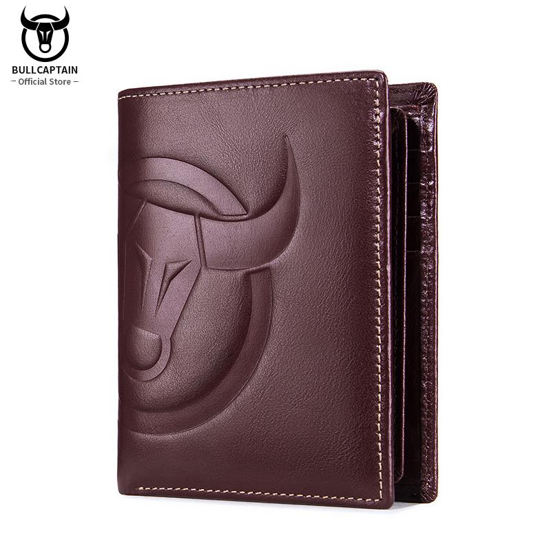

Wallets BULLCAPTAIN 2021 Business Man Wallet RFID Coin Purse Compact Mini Card Holder Middle-Aged Men's Leather, Red;black