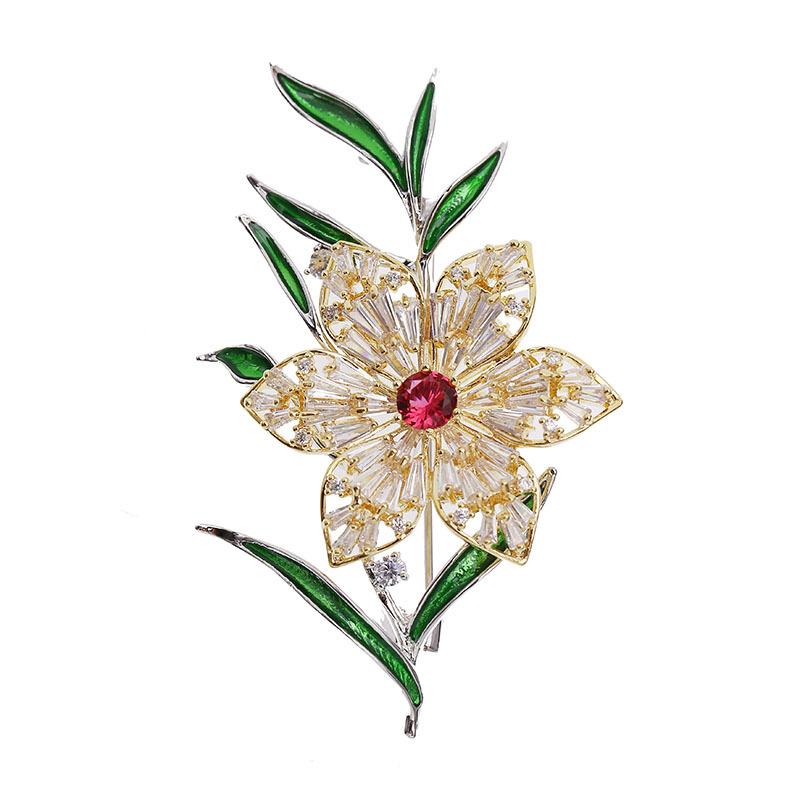 

Pins, Brooches Crystal Cubic Zirconia Multicolor Flowers Brooch Broach Pin Pendant Women Jewelry Accessories HR03962, Gray