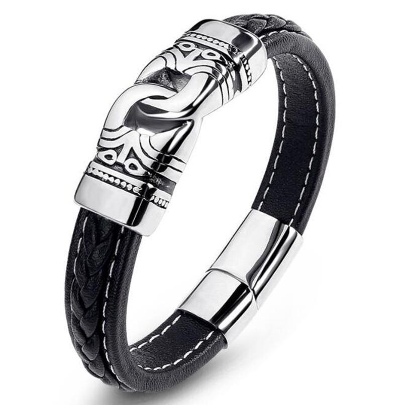 

Bangle Fashion Retro Punk Style Viking Celtic Rune Nordic Hammer Leather Bracelet Personality Men Jewelry