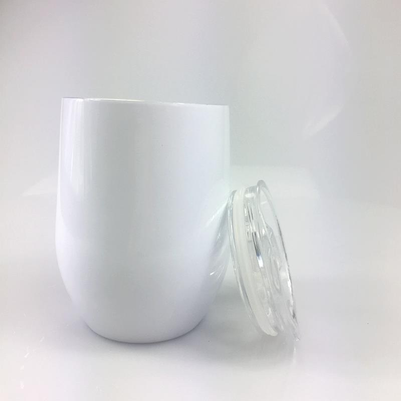 

Steel Sublimation Cups 12oz Wine Tumbler Stainless DIY Egg Glasses Glasses Wine Stemless Lid Tumbler With Free Shipping Xbtek, White;black