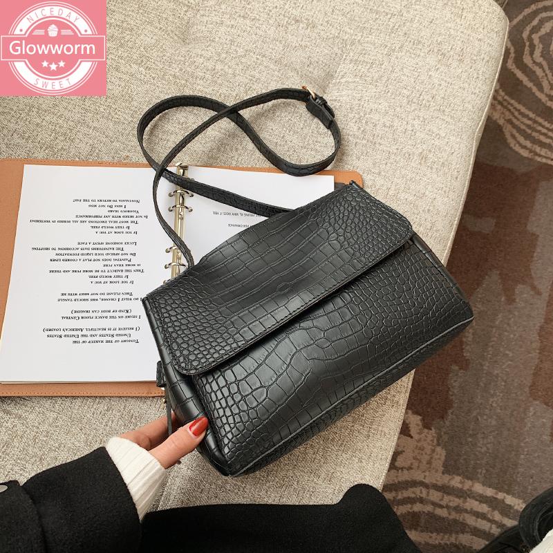 

2021 winter new shoulder bag fashion messenger bag stone pattern lady daily travel shopping lady big, Black