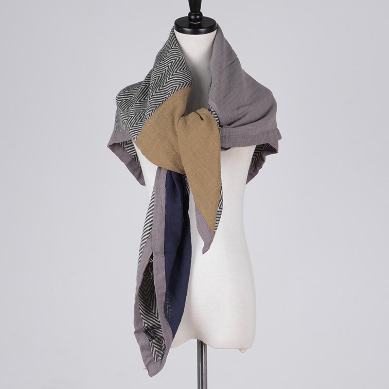 

Scarves Vintage Geometry Thick Warm Winter Scarf Women Cotton Square Soft Shawls Ladies 115*115cm