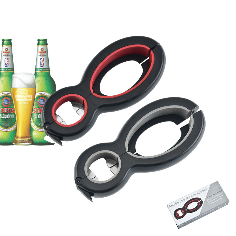 

openers household multifunctional six in one can stainls steel kitchen gadget gourd shaped eight character beer bottle opener