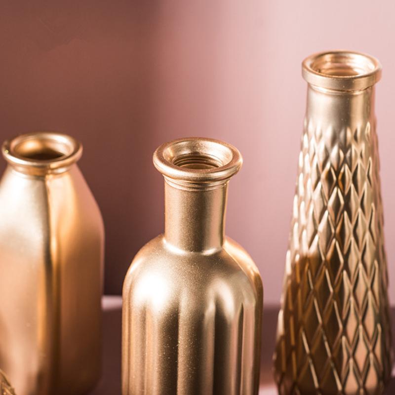 

Nordic Modern Glass Electroplated Gold Flower Vase Home Tabletop Decorative Ornaments Wedding Party Flowerpot Dried Flower Vase