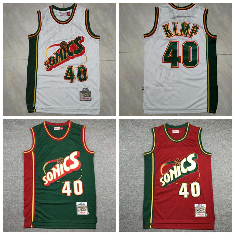 

basketball jersey Shawn Kemp Seattle SuperSonics Kemp jerseys ;Swing players sew and embroider jersey., Black;red