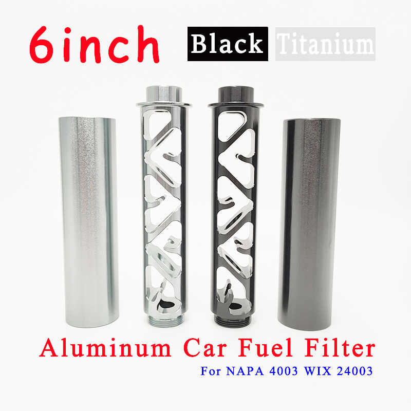 

6inch Aluminum Single Core Oil Fuel Filter Solvent Trap 1/2-28 or 5/8-24 Thread For NAPA 4003 WIX 24003