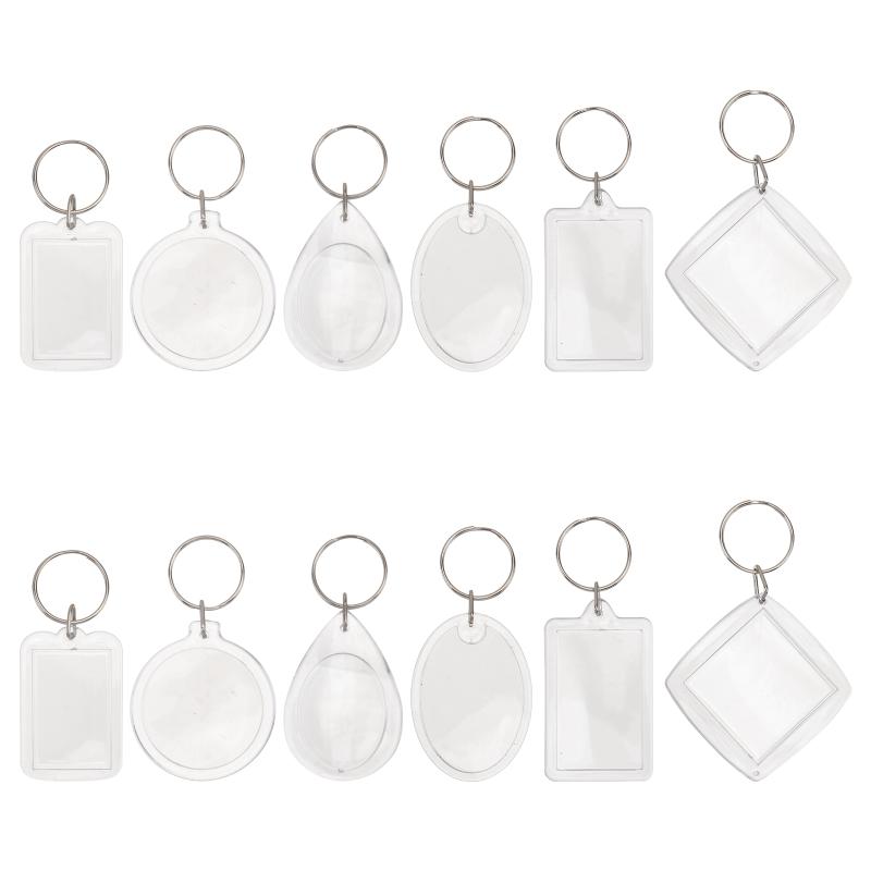 

Keychains 12pcs DIY Acrylic Po Transparent Picture Frame Keychain Decors