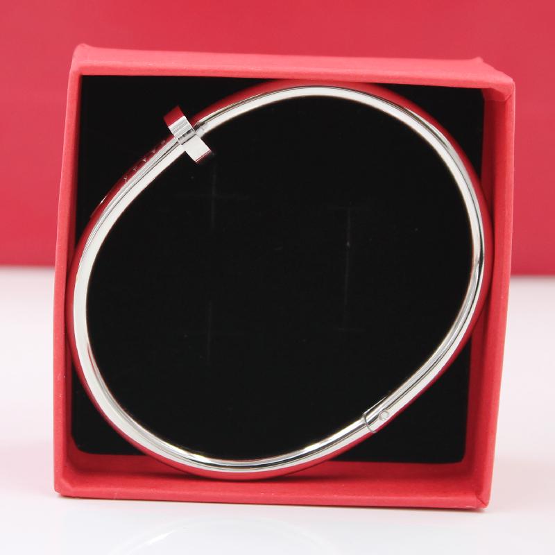

Stainless Steel Cuff Gold Color Crystal Bracelets Luxury Stylish Screws Bangle for Women Girl Decoration Jewelry Accessory Gift With Red bag