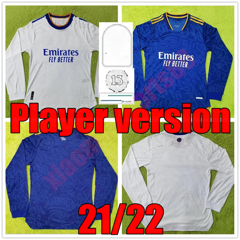 

21 22 Player Version Long sleeve Real Madrid Soccer Jerseys 2021 2022 Home away 3rd HAZARD MODRIC Maillots de football Shirt BENZEMA MARCELO ASENSIO uniform, Away+league patch