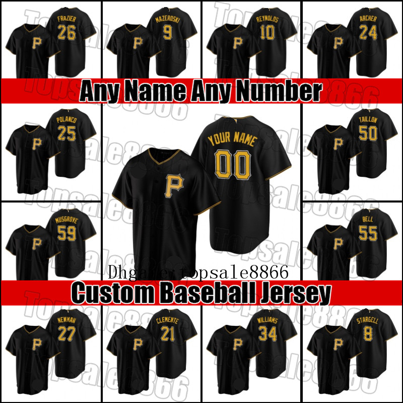 

Custom Pirates 27 Kevin Newman Jerseys Adam Frazier Pittsburgh 8 Willie Stargell Jersey 21 Roberto Clemente Bryan Reynolds Colin Moran, Blue;black