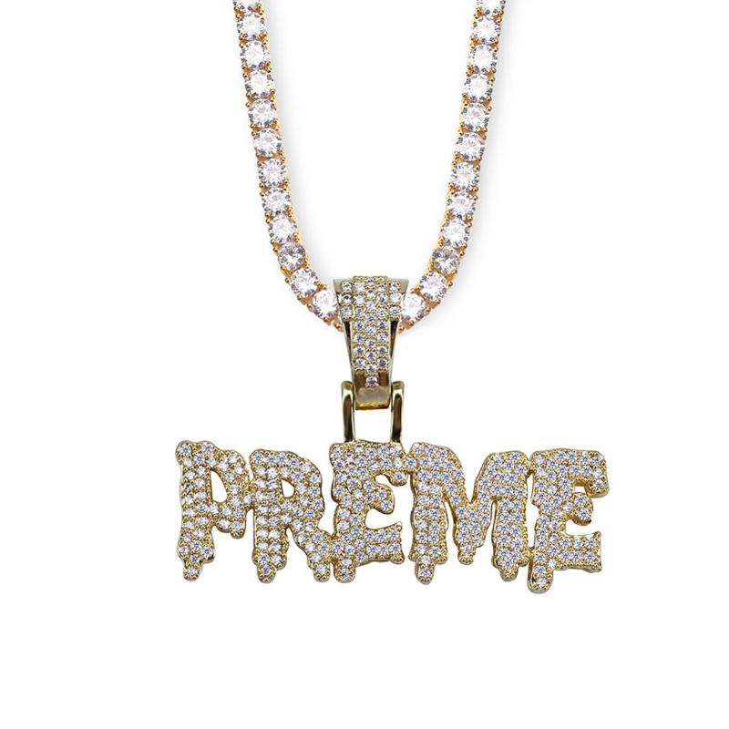 

Pendant Necklaces Bling Hip Hop Man Personality Full Iced Out Pendants Necklace Charm Gold Silver Color Delicate 3A+ Cubic Zirconia Jewelry
