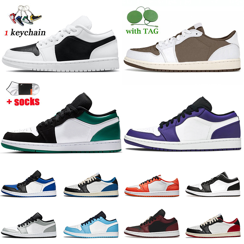 

Travis Designer Jumpman Low 1 1s Basketball Shoes Mens Womens Trainers Panda Mystic Pine Green Black Toe White Wolf Grey Chicago Lows Jorden1s OG Sneakers 36-46, D38 low pinksicle 36-40