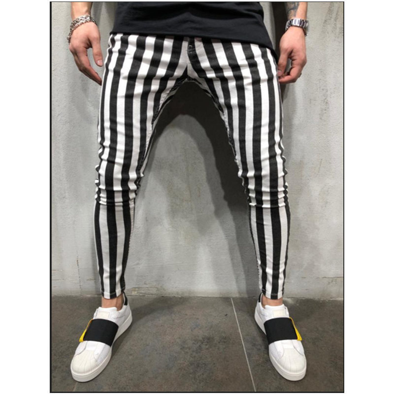 

2021 New Mens Black White Striped Casual Autumn Fashion Joggers Sweatpants Men Track Pants Man Trousers Pantalones Hombre Fb5x