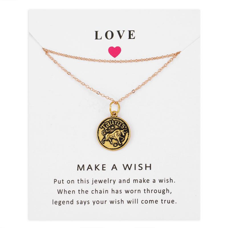 

Pendant Necklaces Arrival Taurus Zodiac Sign Necklace 12 Constellation Virgo Leo Gemini For Women With Wish Card 1pcs