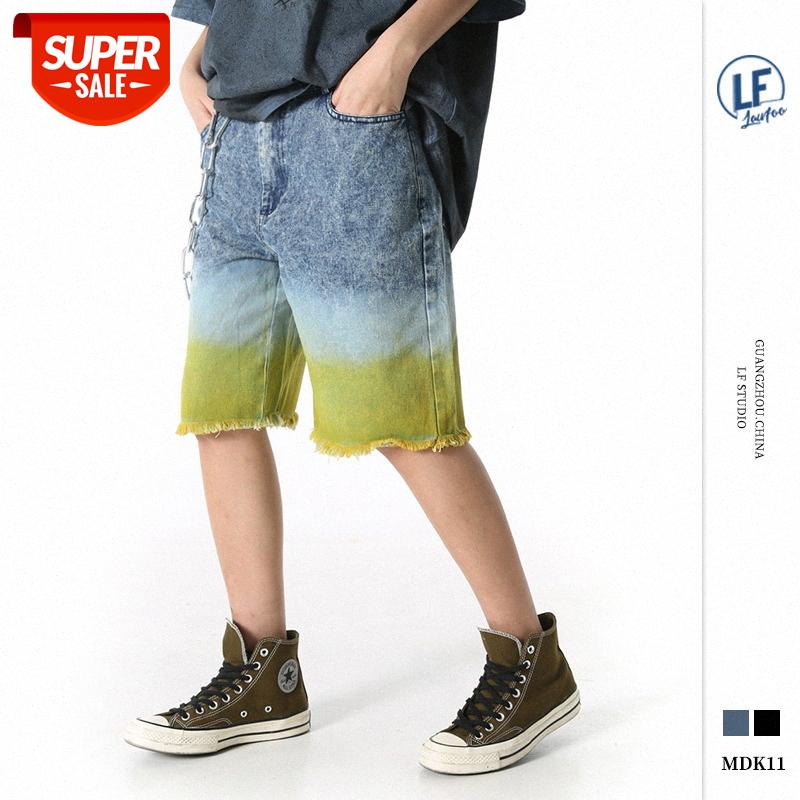 

LawFoo Men's Gradient Color Block Denim Shorts Casual Cropped Pants #eP8s, Black