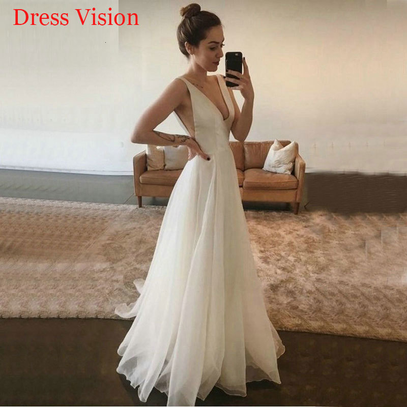 

2021 Boho Beach Robe Marie to Be Elegant Wedding V-neck Long Bride Gown Vestido De Novia Cwjx, Ivory