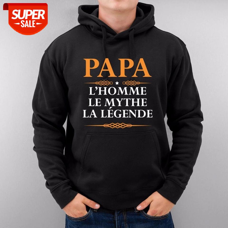 

Winter fashion sweatshirts men PAPA ' HOMME LE MYTHE LA LEGENDE hoodie Dad's gift cotton fleece hoodie sweatshirt sweat homme #pk0t, Black