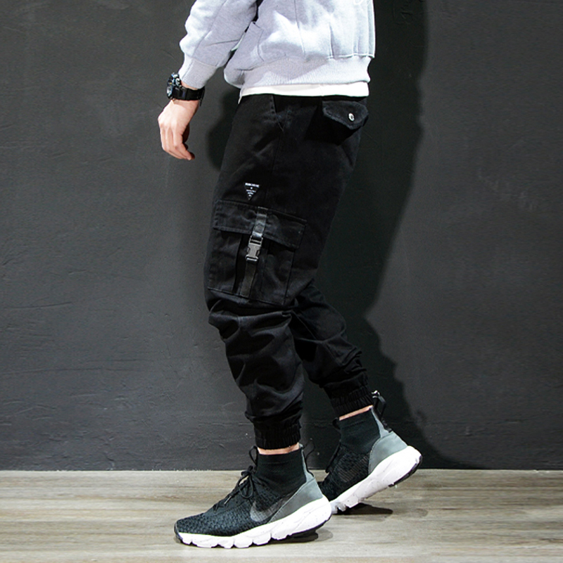 

2021 New Fashion Streetwear Jeans Casual Loose Fit Big Pocket Cargo Homme Slack Bottom Harem Trousers Hip Hop Pants Men Joggers G21y, Black