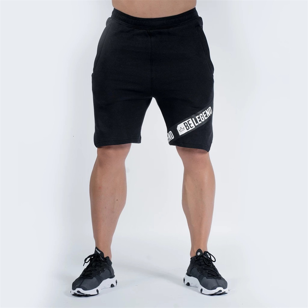 

2021 New Casual Shorts Men Gyms Fitness Bodybuilding Cotton Pants Male Joggers Workout Short Sweatpants Summer Bermuda Bottoms 5o73, Black