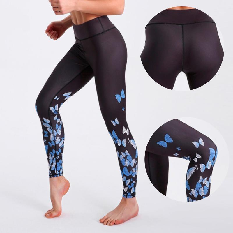 

Sports Pants Training Trousers Leggings Tights Butterfly Slim Running Printing Women Fit Yoga Sportwear Workout Outfit
