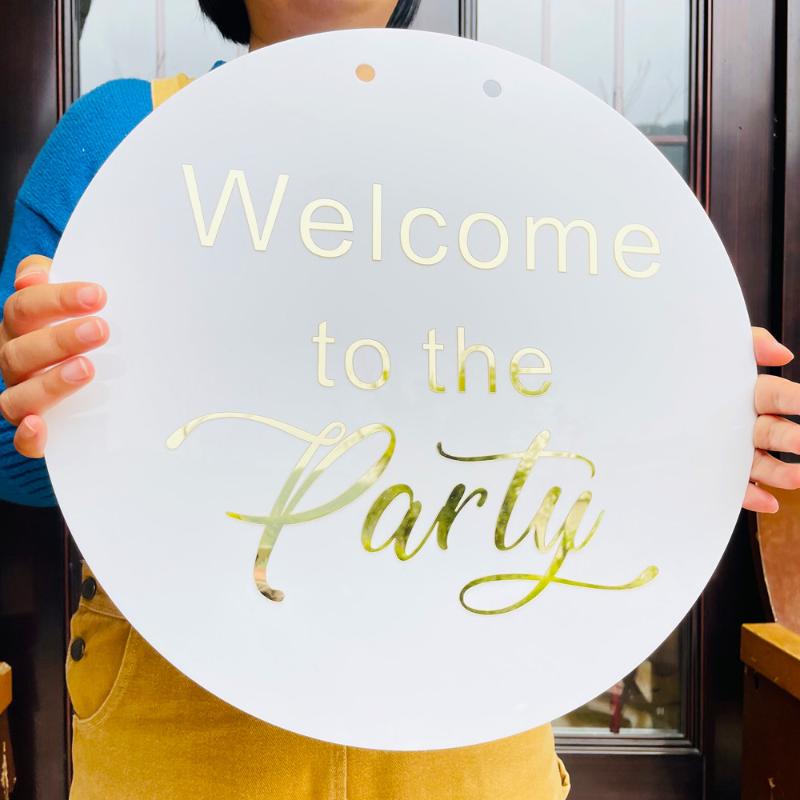 

Party Decoration Welcome To The White Acrylic Circle Sign Unique Wedding Birthday Entrance Plate Wall Decor