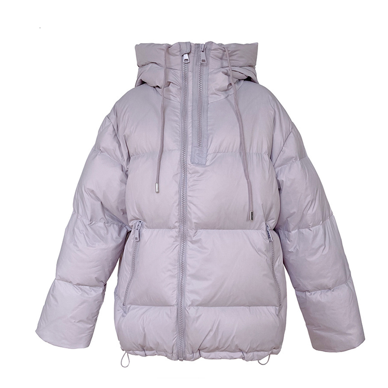 

2021 Women Winter Sleeve Female Pure Hot Color White Down Woman's Thick Coat Wz50, Black