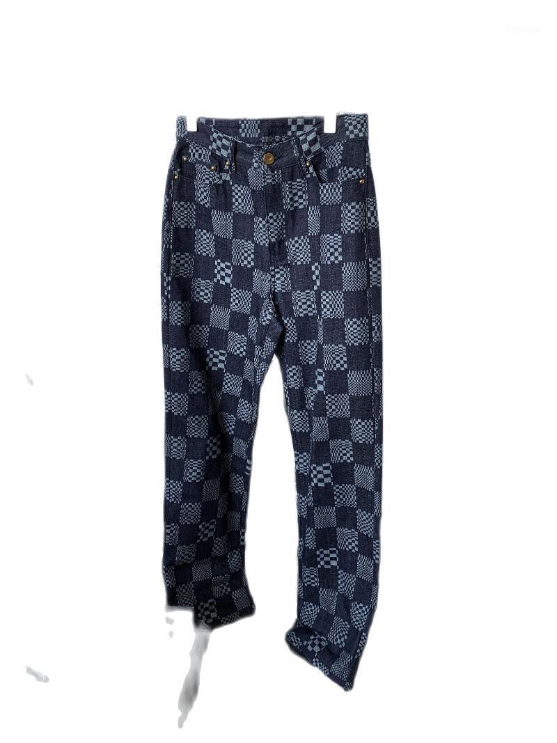 

Women' Jeans Luxury Designer Brand Clothing Letter Series Summer 2021 Fashion Lattice Women Denim Pants Trousers Streetwear 452