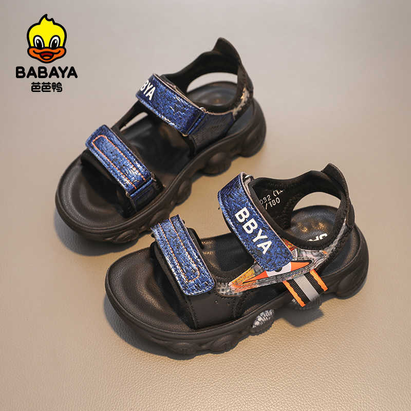 

Babaya Children Beach Shoes Casual Shoes Boys Open-toed Sandals 2021 Summer New Non-slip Breathable Kids Sandals Boy C0602, Black-silver