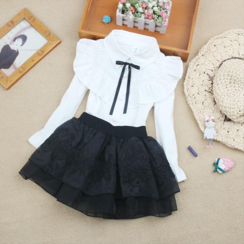 

arrival girls white blouses spring fall cartoon shirt school girl uniforms blouse casual teenage cotton clothes, White;black