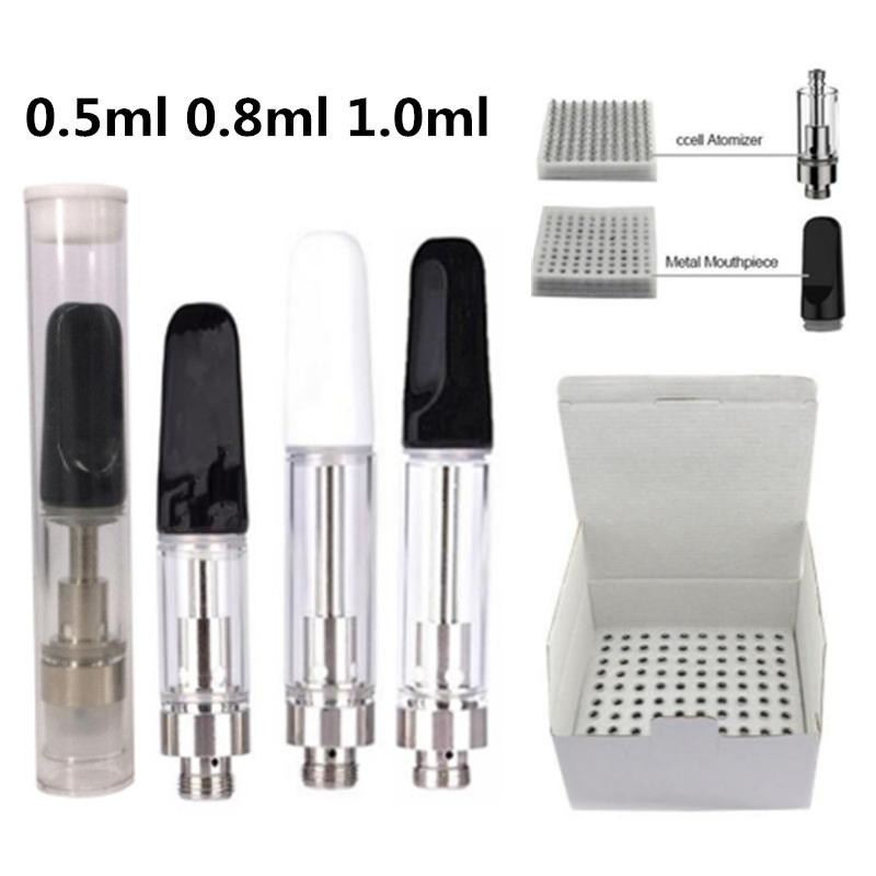 

Empty Ceramic Cartridge Atomizers 0.5ml 0.8ml 1.0ml TH205 Ceramics Coil Vape Carts 510 Thread Thick Oil Glass Tank