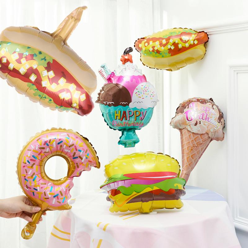 

Party Decoration Mini Donut Birthday Cake Dessert Aluminum Foil Balloon Christmas Fruit Ice Cream For Supplies