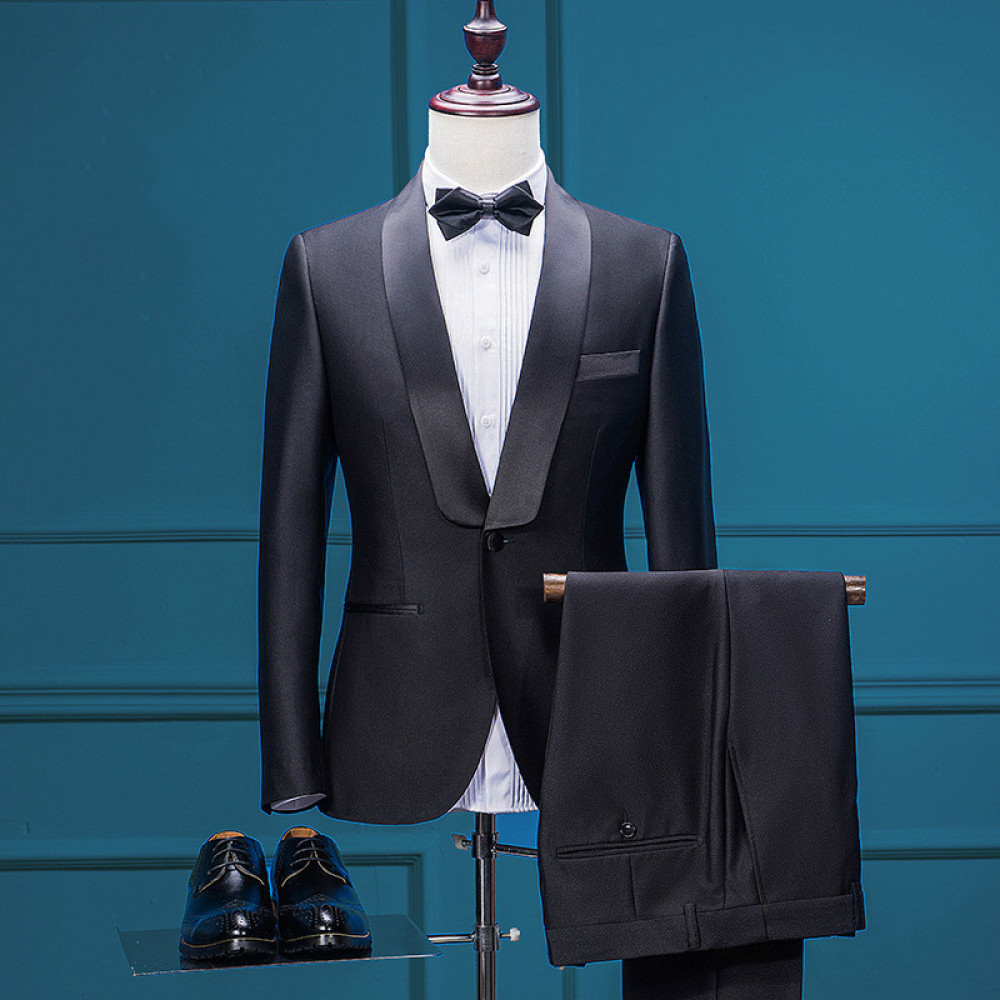 

Pieces for Men Color Groom Clothing Marriage Suit Male Set Slim Fit Style Formal Wear Autumn Knqc, Black