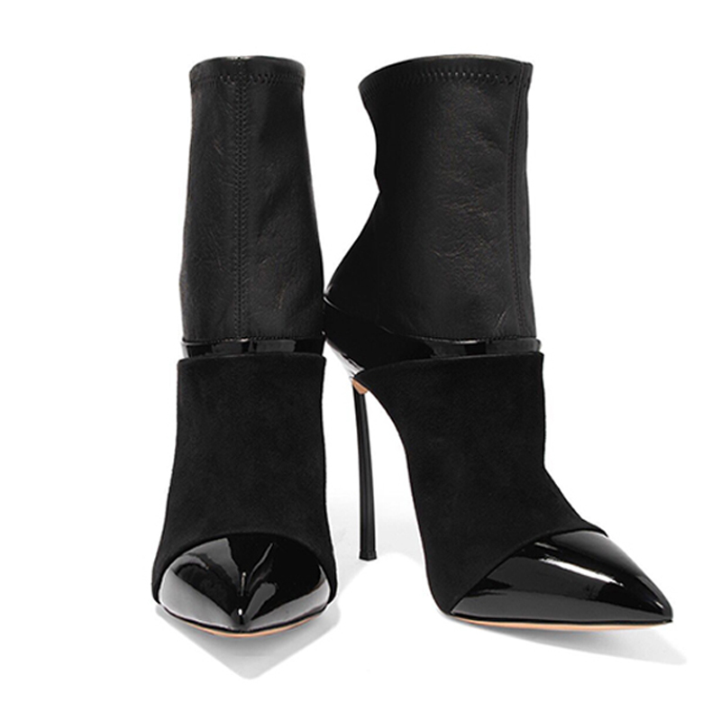 

dress shoes carollabelly ankle boots women pointed toe high heel woman winter 10cm or 12cm black motorcycle udo1