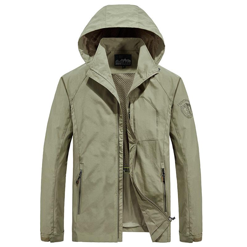 

Men's Trench Coats Mens Coat Jacket Breathable Quick Dry Windbreaker Outdoor Sports Clothing For Men Thin Long Hooded, Tan;black
