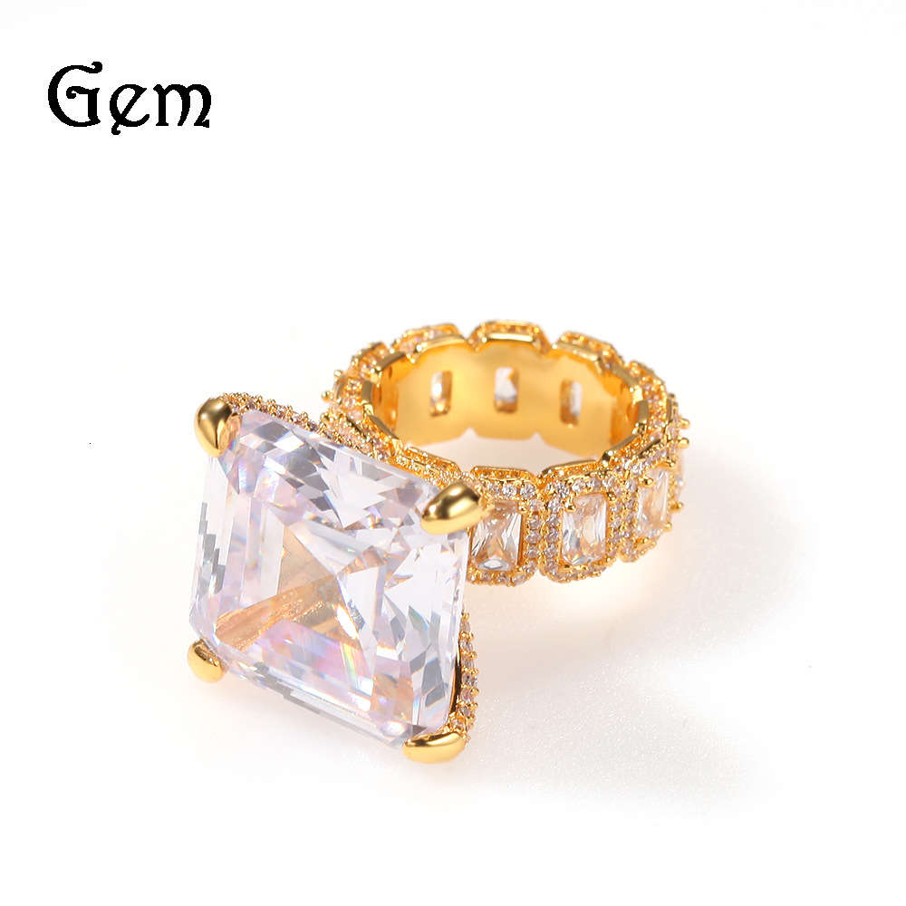 

Men's luxury big zircon ring Hip Hop Gold plated ring