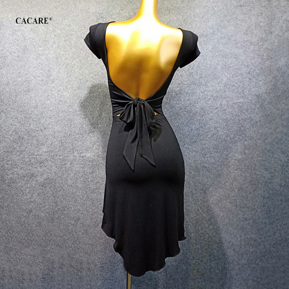 

Sexy Latin Dance Dress Women Latina Salsa Latin Dance Competition Dresses Fringe CHEAP D0822 Split Hem Backless, Black
