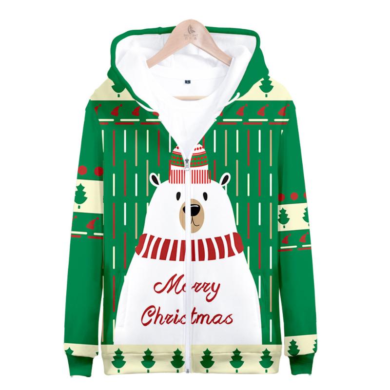 

Men's Hoodies & Sweatshirts 2021 Christmas 3D Digital Printing Casual Sports Adult Children's Zipper Hooded Sweater, Black