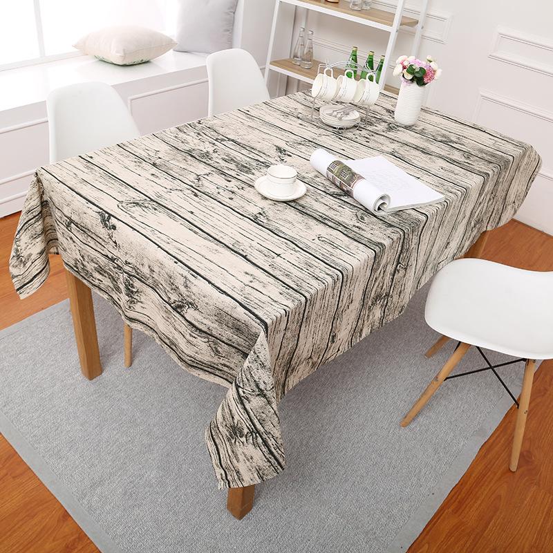 

Vintage Decorative Wood Grain Dust Proof Table Cloth Cotton Linen Tablecloth breakfast Table Cover For Kitchen Home friend gift