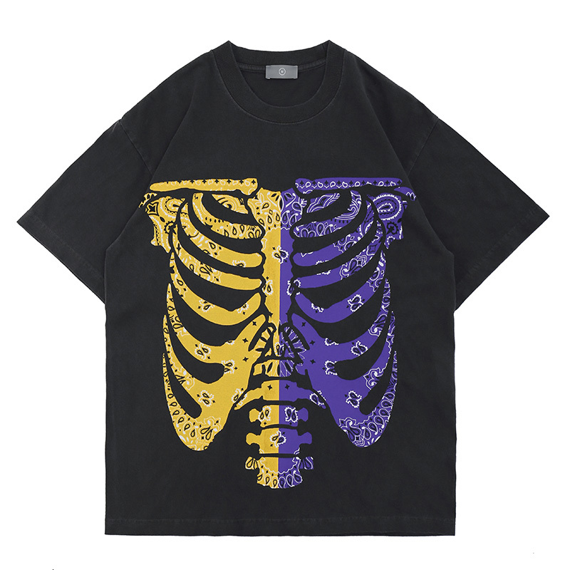 

2021 New High Street Cashew Skull Short Sleeve Cotton Tshirts Men and Womens Harajuku Oversize Casual Summer T-shirt o Neck Loose Tees Mm1h, Brown