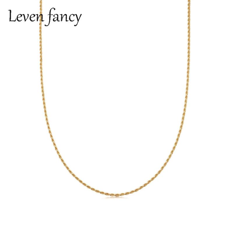 

Chains Twisted Rope Chain Necklace Fashion Party Jewelry For Women Birthday Gifts Gold Over Real 925 Sterling Silver Choker