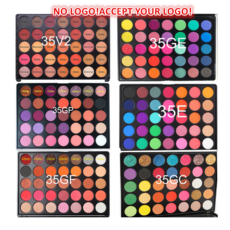 

No Brand! 35 Color Glitter Eyeshadow Palette Waterproof Matte Eye Shadow Cream Customized logo, 6 styles for choose