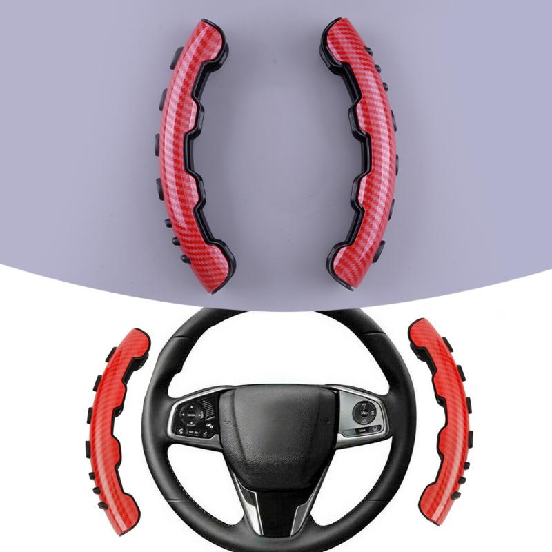 

Steering Wheel Covers 2pcs Car Red Carbon Fiber Style Non-Slip Cover Trim Universal Auto Decoration