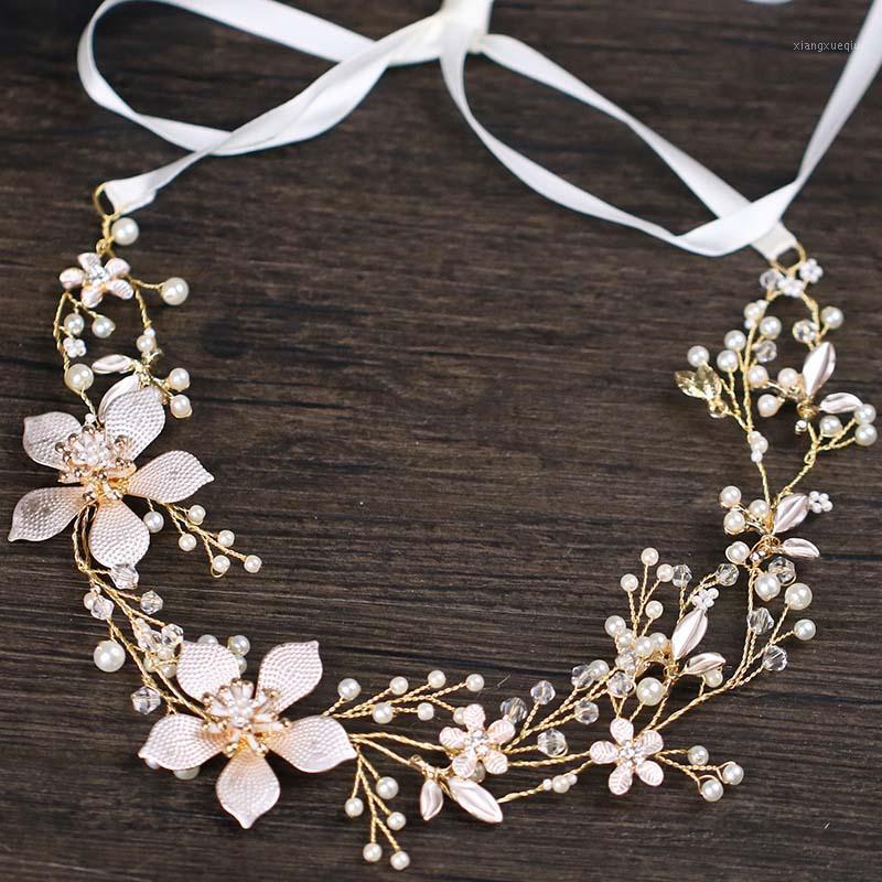

Hair Clips & Barrettes Gold Color Flower Leaf Crystal Rhinestone Pearls Headbands For Women Bride Noiva Wedding Jewelry Vine Hairbands, Golden;silver