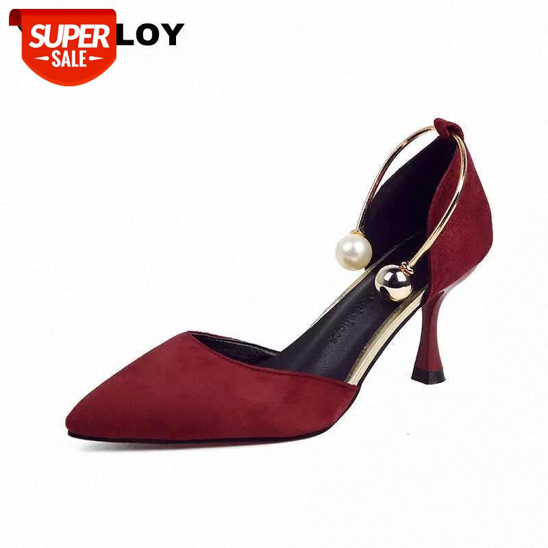 

2019 Women Pumps Sexy buckles High Heels Shoes Fashion metal Pointed Toe Wedding Party Casual Wedding Pearl Ladies Shoe #nl5k