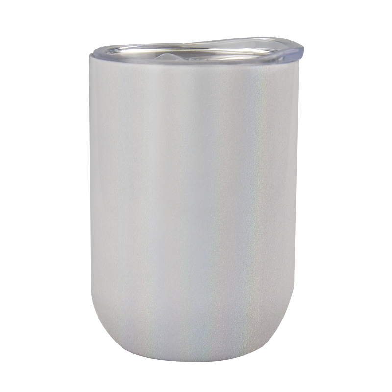 

12oz Sublimation Straight Glitter Wine Glass Stainless Steel Mugs With Lid Rainbow Painting Blank Double Wall Insulated Vacuum Egg Shaped DIY Water Milk Coffee Cups