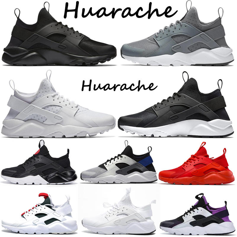 

4.0 Huarache Ultra men running shoes Classical triple black white red grey green Oreo mens womens trainers fashion outdoor sports sneakers, 4.0 triple black