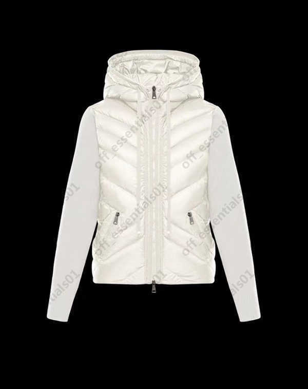

France Luxury Brand M women down jacket White knitted panel jackets Size S--L, Black