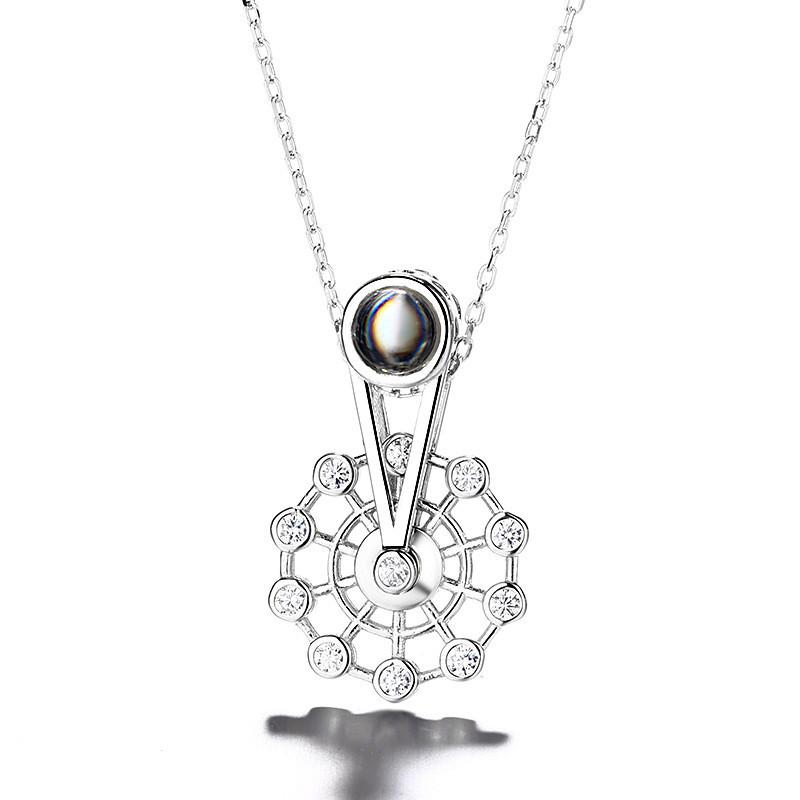 

Pendant Necklaces Ferris Wheel Explosion Jewelry 100 Languages I Love You S925 Sterling Silver Necklace Lady Clavicle 2021