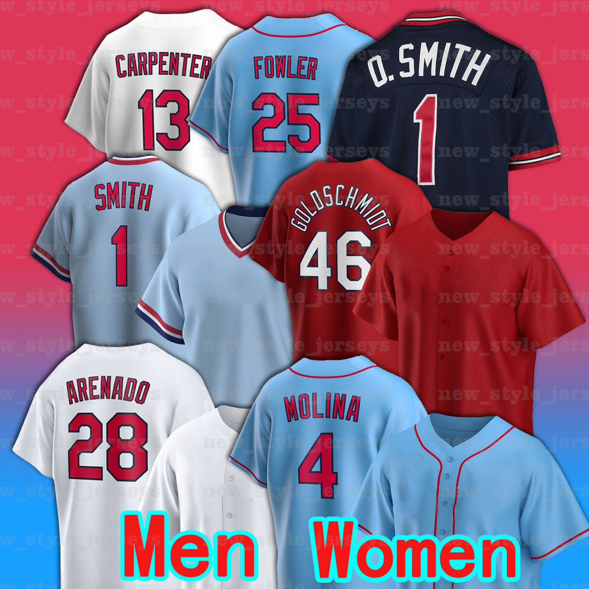 

4 Yadier Molina Baseball Jersey 46 Paul Goldschmidt 1 Ozzie Smith 28 Nolan Arenado 13 Matt Carpenter Paul DeJong 27 Tyler O'Neill Junior Fernández Dakota Hudson Jersey, Men(hong que )